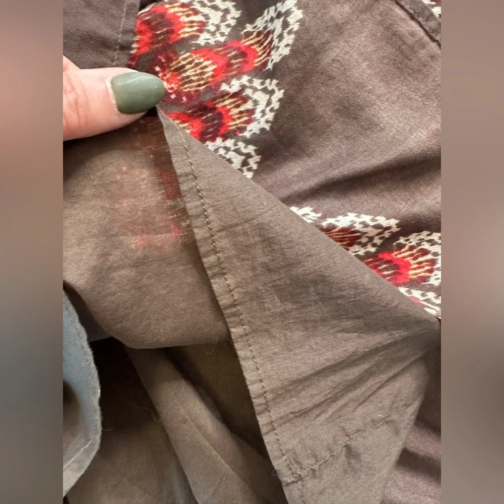 Sonoma Life + Style Boho Ikat Print Cotton Tunic Dress Red Brown 3/4 Sleeve Sz S - Picture 7 of 12